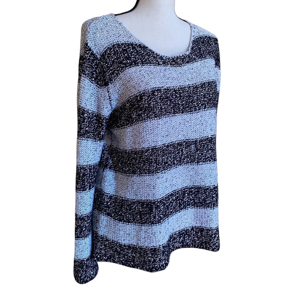 Rafaella Petite Striped Knit Sweater  Pullover Casual Relaxed Fit women Medium - Picture 3 of 10